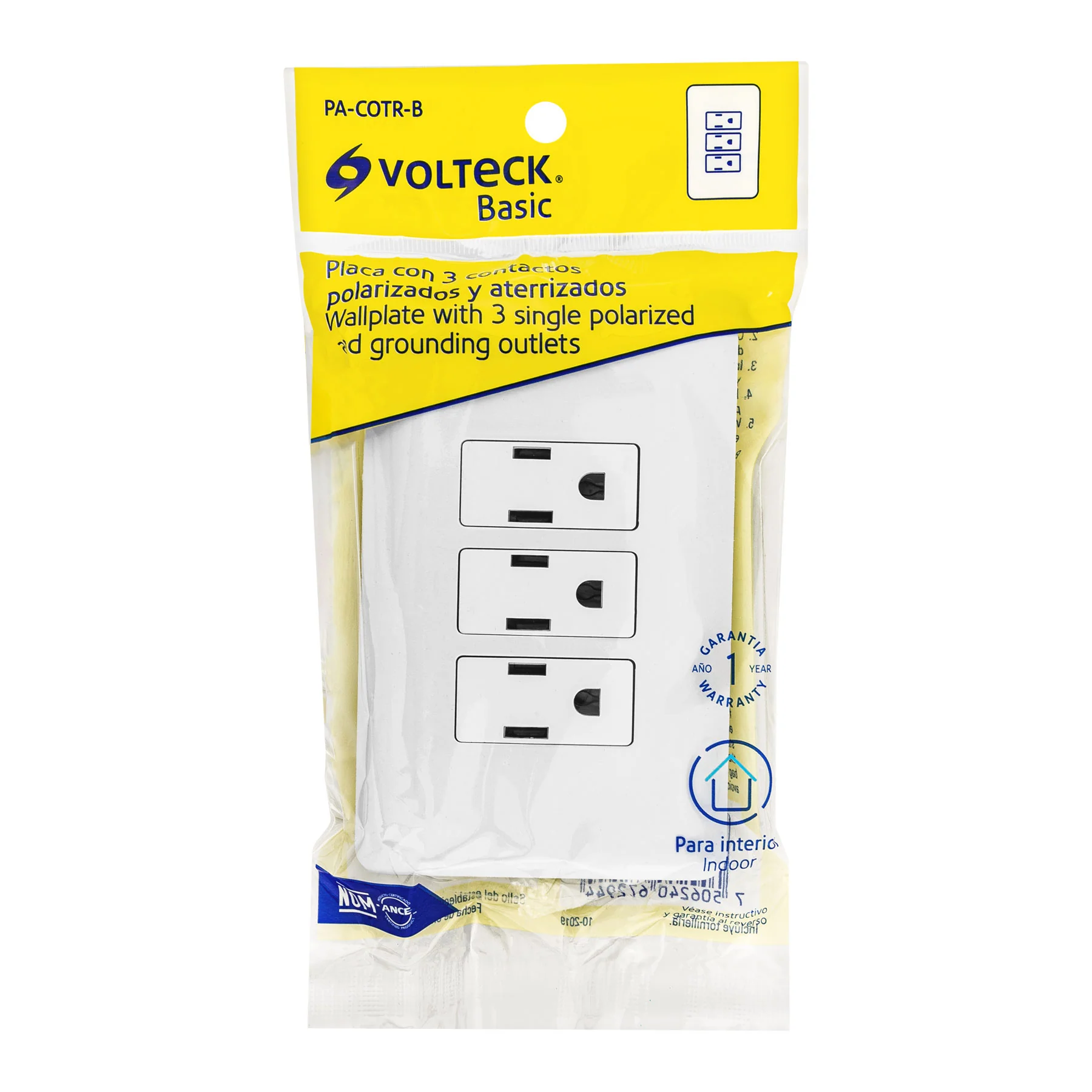 PLACA ARMADA 3 CONTACTOS 1 MODULO MARCA VOLTECK