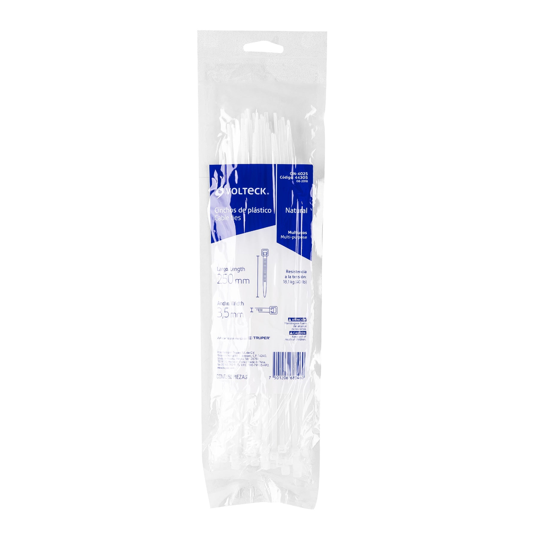CINCHO DE PLASTICO DE 25X3.5MM MARCA VOLTEK