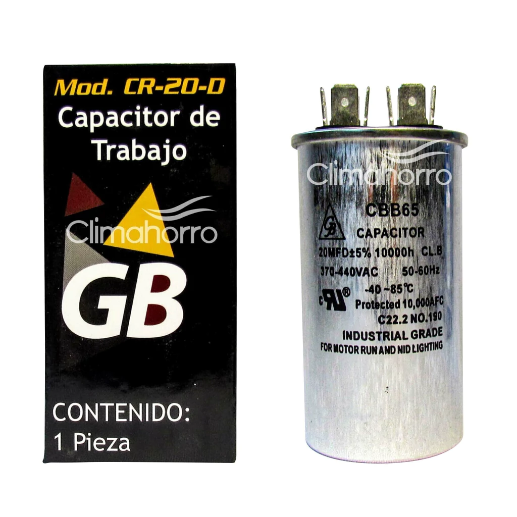 CAPACITOR  TRABAJO 20 MF 370 - 440 VAC MARCA  GB