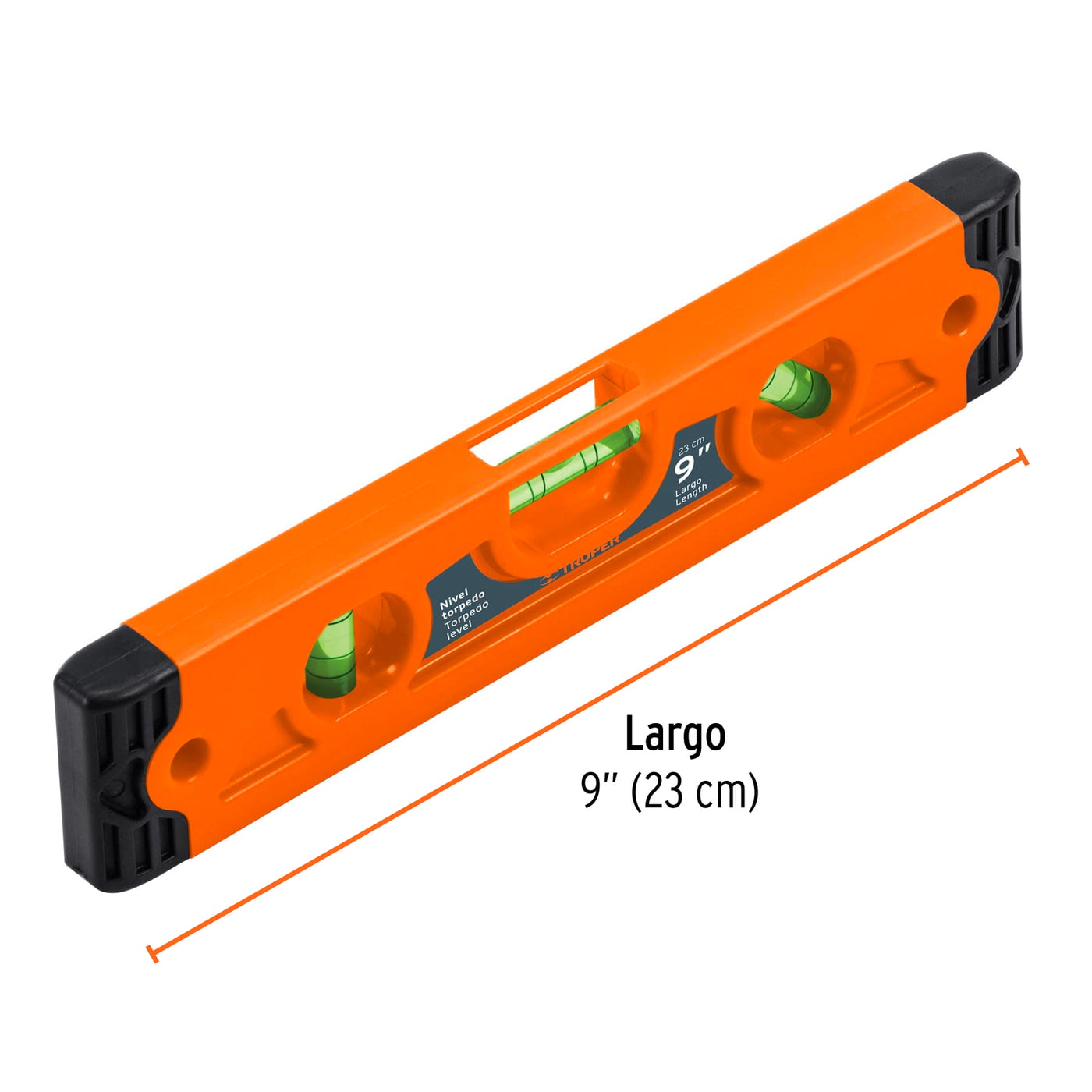 NIVEL TORPEDO DE 9 MAGNÓ°TICO CUERPO DE ABS MOD. 11223 MARCA TRUPER